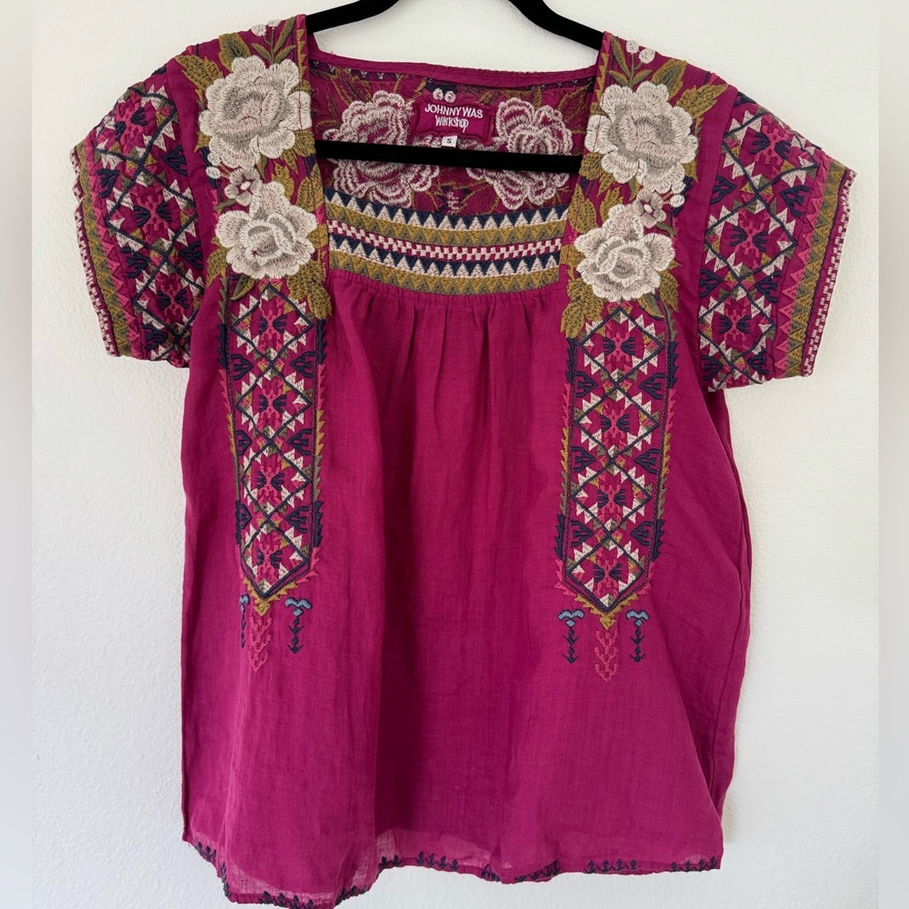 JOHNNY WAS EMBROIDERED BLOUSE